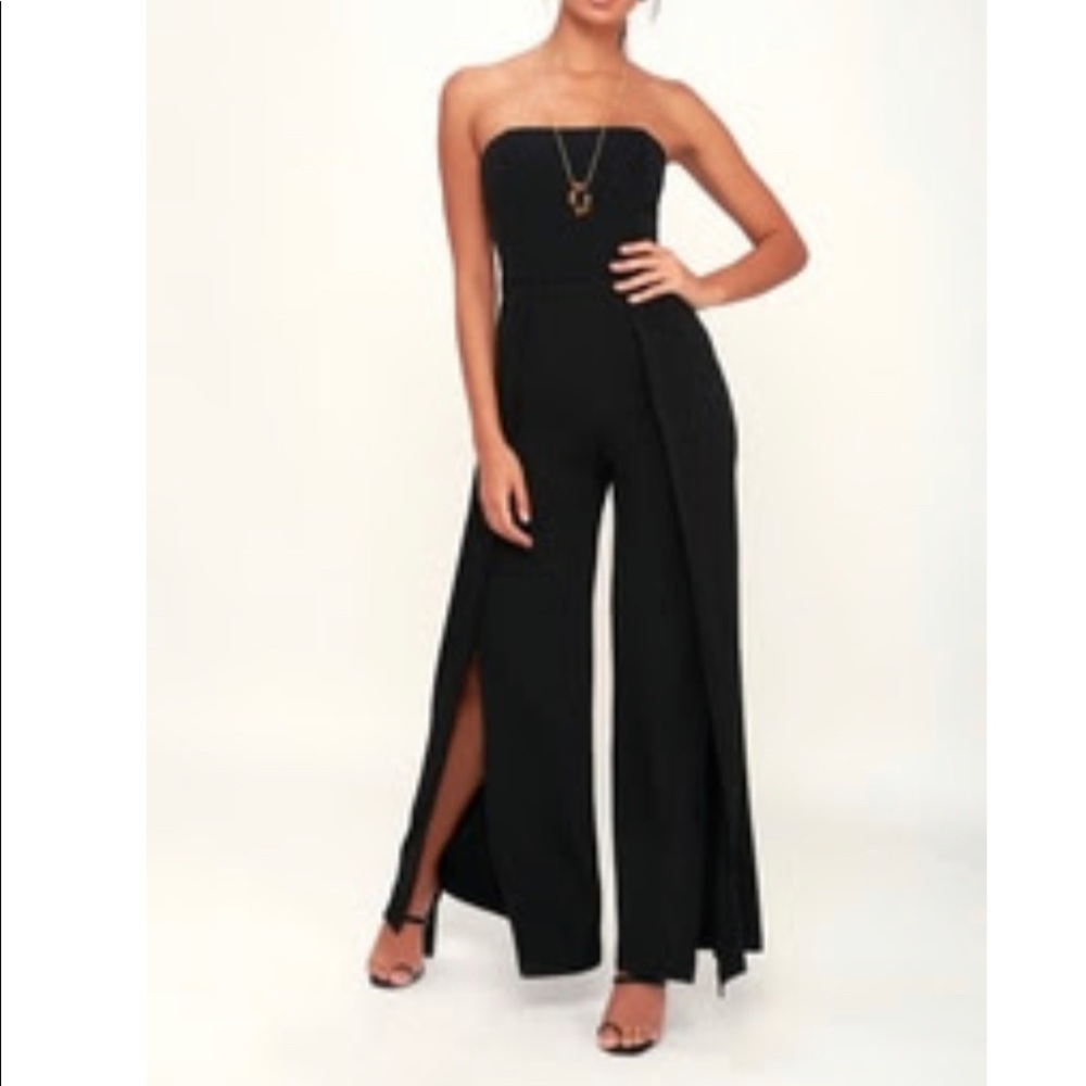 Lulus black strapless jumpsuit